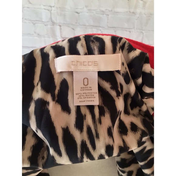 Chico’s Everyday solid Ponte Jacket red with leopard print women’s small - Picture 5 of 9